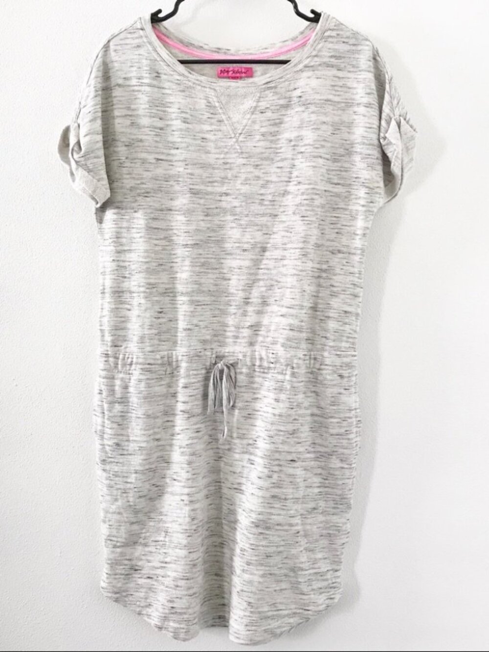 Heather Gray Drawstring Waist Casual T‑Shirt Dress
